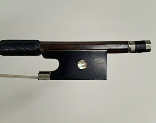 A Nickel-Mounted French Violin Bow by Emile Ouchard (Père)