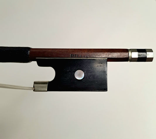 A Nickel-Mounted French Violin Bow by Emile Ouchard, stamped 'Pillot'