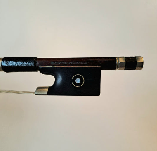 A Good 1/2 Size Nickel-Mounted German Violin Bow, circa 1930, after Eugene Sartory