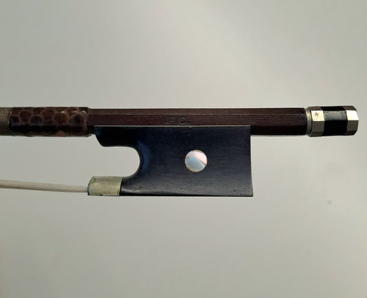A Nickel-Mounted French Violin Bow by Prosper Colas, stamped 'P.C.'